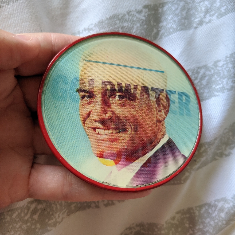 Vintage hologram election pin goldwater